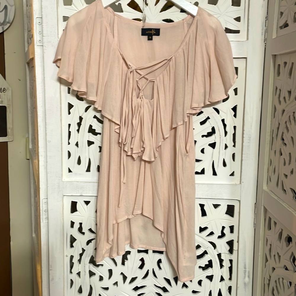 Gorgeous Coral blouses!ruffle and tie in front.Shorter in front,longer in back